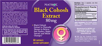 Photo of the Natrol Black Cohosh Extract 80 mg label