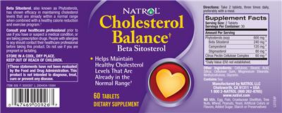 Photo of the Natrol Cholesterol Balance label