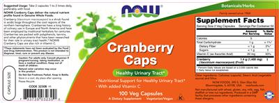 Photo of the NOW Cranberry Caps label