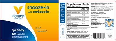 Photo of the The Vitamin Shoppe Snooze-In With Melatonin label