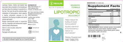 Photo of the NeoLife Lipotropic Adjunct label
