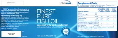 Photo of the Pharmax Finest Pure Fish Oil label