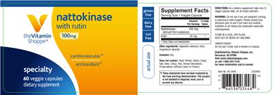 Photo of the The Vitamin Shoppe Nattikinase With Rutin 100 mg label