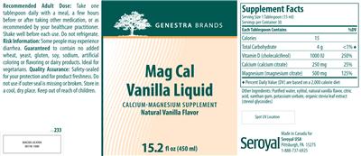 Photo of the Genestra Brands Mag Cal Vanilla Liquid Natural Vanilla Flavor label