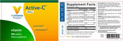 Photo of the The Vitamin Shoppe Active-C 500 mg label