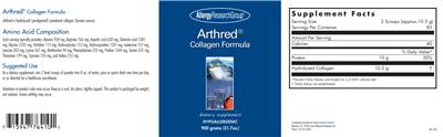 Photo of the Allergy Research Group Arthred Collagen Formula label