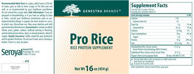 Photo of the Genestra Brands Pro Rice label