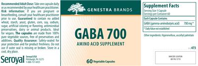 Photo of the Genestra Brands GABA 700 label