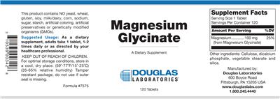 Photo of the Douglas Laboratories Magnesium Glycinate label
