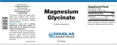 Photo of the Douglas Laboratories Magnesium Glycinate label