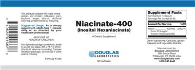 Photo of the Douglas Laboratories Niacinate-400 (Inositol Hexaniacinate) label