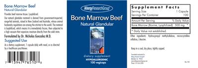 Photo of the Allergy Research Group Bone Marrow Beef Natural Glandular label