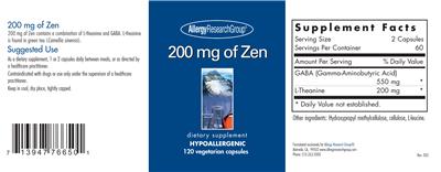 Photo of the Allergy Research Group 200 mg Of Zen label