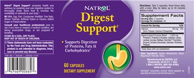 Photo of the Natrol Digest Support label