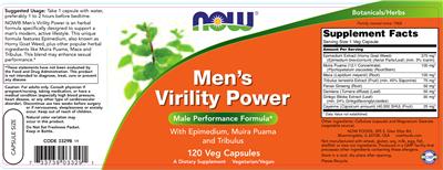 Photo of the NOW Men's Virility Power label