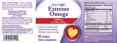 Photo of the Natrol Extreme Omega 2400 mg label