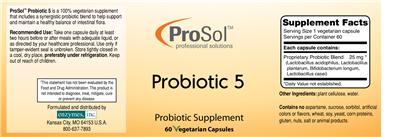 Photo of the ProSol Probiotic 5 label
