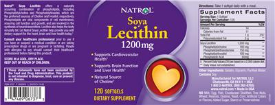 Photo of the Natrol Soya Lecithin 1200 mg label