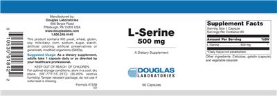 Photo of the Douglas Laboratories L-Serine 500 mg label
