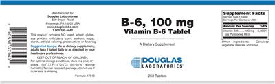 Photo of the Douglas Laboratories B-6, 100 mg label
