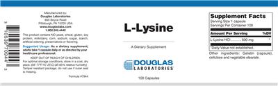 Photo of the Douglas Laboratories L-Lysine label