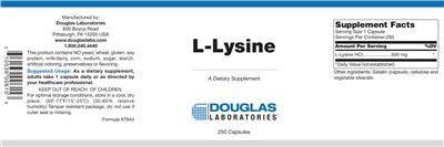 Photo of the Douglas Laboratories L-Lysine label