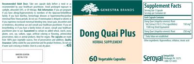 Photo of the Genestra Brands Dong Quai Plus label