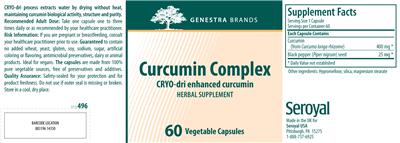 Photo of the Genestra Brands Curcumin Complex label