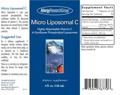 Photo of the Allergy Research Group Micro Liposomal C label