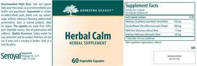 Photo of the Genestra Brands Herbal Calm label