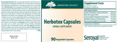 Photo of the Genestra Brands Herbotox Capsules label