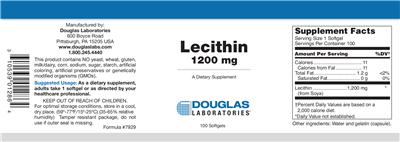 Photo of the Douglas Laboratories Lecithin 1200 mg label