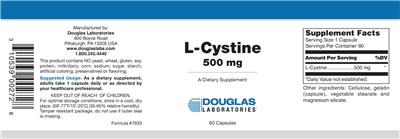 Photo of the Douglas Laboratories L-Cystine 500 mg label