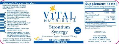 Photo of the Vital Nutrients Strontium Synergy label