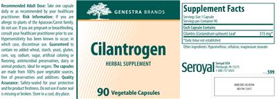 Photo of the Genestra Brands Cilantrogen label