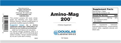 Photo of the Douglas Laboratories Amino-Mag 200 label