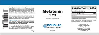 Photo of the Douglas Laboratories Melatonin 1 mg label