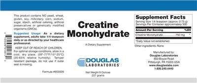 Photo of the Douglas Laboratories Creatine Monohydrate label