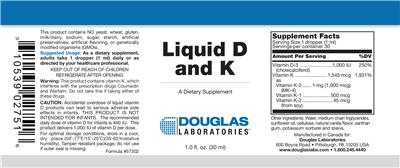 Photo of the Douglas Laboratories Liquid D and K label
