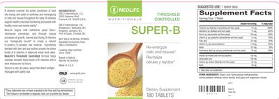 Photo of the NeoLife Nutritionals Super-B label