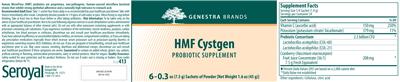 Photo of the Genestra Brands HMF Cystgen label