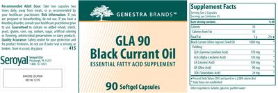 Photo of the Genestra Brands GLA 90 Black Currant Oil label