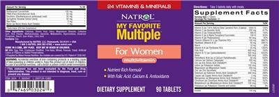 Photo of the Natrol My Favorite Multiple For Women label