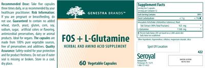 Photo of the Genestra Brands FOS + L-Glutamine label