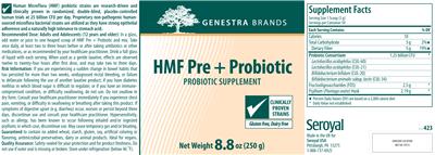Label of HFM Pre + Probiotic