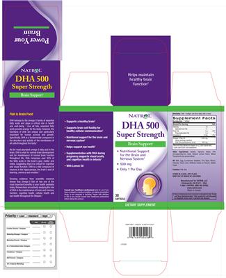 Photo of the Natrol DHA 500 Super Strength label