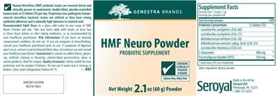 Photo of the Genestra Brands HMF Neuro Powder label