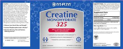 Photo of the MRM Creatine Monohydrate 325 label