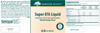 Photo of the Genestra Brands Super EFA Liquid Natural Orange Flavor label