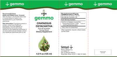 Photo of the UNDA Gemmo Crataegus Oxyacantha label